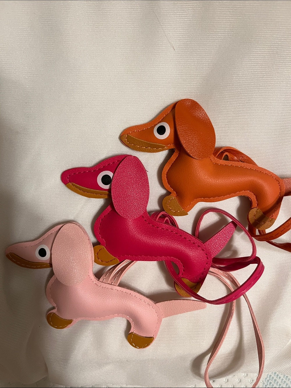 NEW Dog Dachshund Leather Bag Charm in Rose Red.